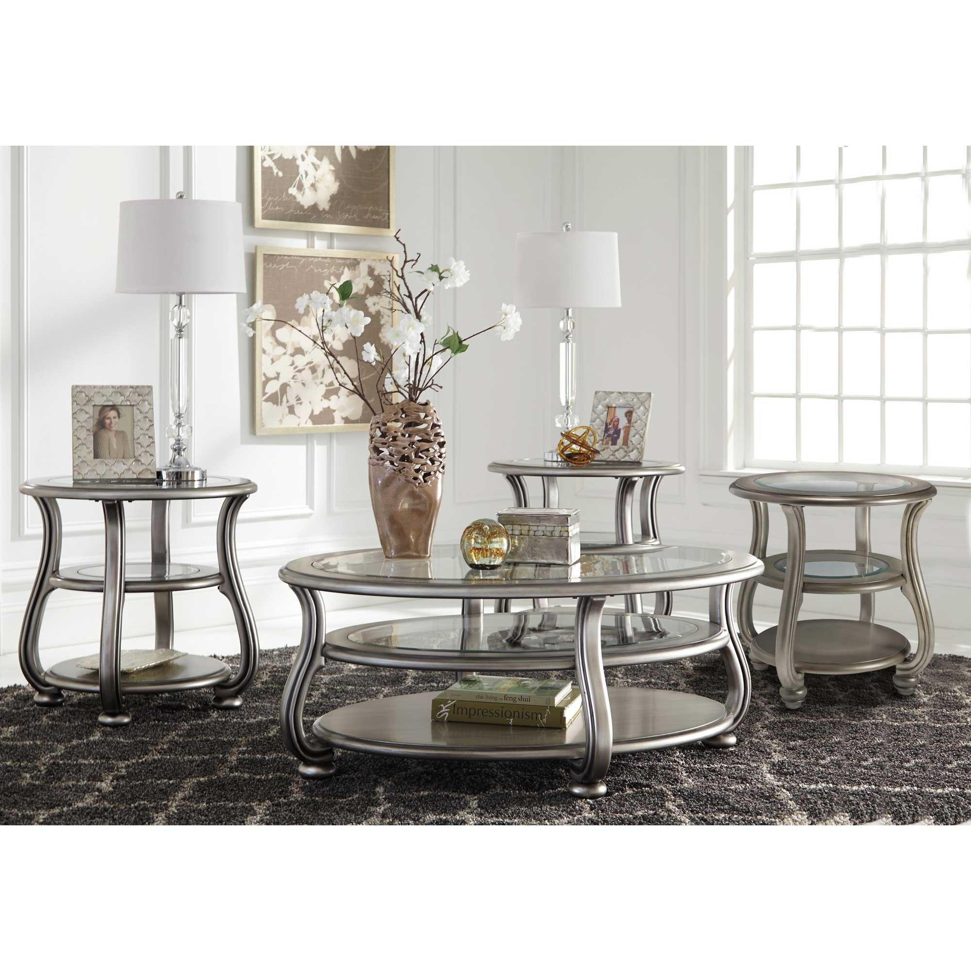 Rent to Own Ashley 3 Piece Coralayne Coffee End Table Set at